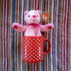 ☕Vintage Waechtersbach Hearts Mug and Romance Beanie Baby💕